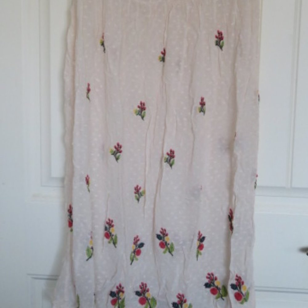 Sheer Embroidered Gauzy MAXI Dress Keyhole Back No Label XS/S (K319) - Picture 7 of 9